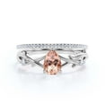 thumbnail image 1 of Boho & hippie 1.60 Carat Pear Cut Morganite And Diamond Moissanite Unique Engagement Ring, Wedding Ring, Inspired And Branch Ring in 10k Solid White Gold, Gift For Her, Surprise, Bridal Ring Set, 1 of 3