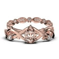 thumbnail image 1 of Boho & hippie 1.60 Carat Pear Cut Morganite And Diamond Moissanite Unique Engagement Ring, Wedding Ring, Inspired And Branch Ring in 925 Sterling Silver With 18k Rose Gold Plating, Bridal Ring Set, 1 of 3