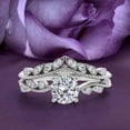thumbnail image 1 of Boho & hippie 1.75 Carat Round Cut Diamond Moissanite Engagement Ring Set, Matching Curved Wedding Band in 925 Sterling Silver With 18k White Gold Plating Gift For Her, Promise Ring, Anniversary Ring, 1 of 3