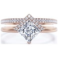 thumbnail image 1 of Boho & hippie 2.00 Carat Princess Cut Diamond Moissanite Dainty Engagement Ring, Classic Wedding Ring, One Matching Band in 10k Solid Rose Gold, Gift For Her, Promise Ring, Anniversary Ring, Bridal, 1 of 3