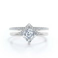 thumbnail image 1 of Boho & hippie 2.00 Carat Princess Cut Diamond Moissanite Dainty Engagement Ring, Classic Wedding Ring, One Matching Band in 10k Solid White Gold, Gift For Her, Promise Ring, Anniversary Ring, Bridal, 1 of 3