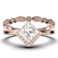 thumbnail image 1 of Boho & hippie 2.00 Carat Princess Cut Diamond Moissanite Dainty Engagement Ring, Classic Wedding Ring, One Matching Band in 925 Sterling Silver With 18k Rose Gold Plating, Gift For Her, 1 of 4