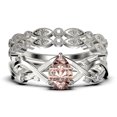 thumbnail image 1 of Boho & hippie 2.10 Carat Pear Cut Morganite And Diamond Moissanite Unique Engagement Ring, Wedding Ring, Inspired And Branch Ring in 10k Solid White Gold, Gift For Her, Surprise, Trio Ring Set, 1 of 4