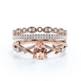 thumbnail image 1 of Boho & hippie 2.10 Carat Pear Cut Morganite And Diamond Moissanite Unique Engagement Ring, Wedding Ring, Inspired And Branch Ring in 925 Sterling Silver With 18k Rose Gold Plating, Trio Ring Set, 1 of 3