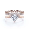 thumbnail image 1 of Boho & hippie 2.50 Carat Princess Cut Diamond Moissanite Dainty Engagement Ring, Classic Wedding Ring, Two Matching Band in 10k Solid Rose Gold, Gift For Her, Promise Ring, Anniversary Ring, Trio Set, 1 of 3