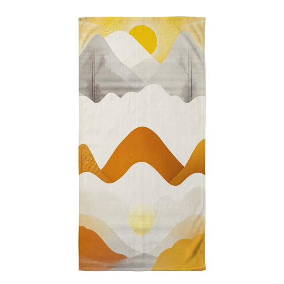 Boho oversized beach towels An illustration of a sunset over a snowy mountain range toallas de playa best beach towels oversized microfiber towel travel beach towels for adults