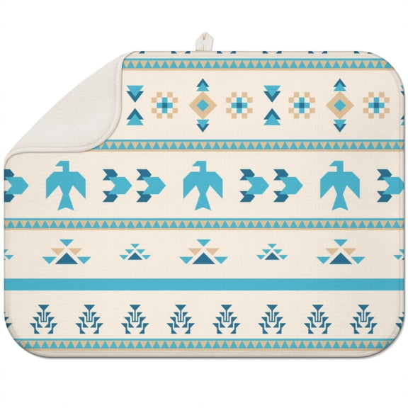 Boho style dish mat 18x24 Inch made with microfiber for absorbency, washable and reusable, ideal for kitchen or RV countertops