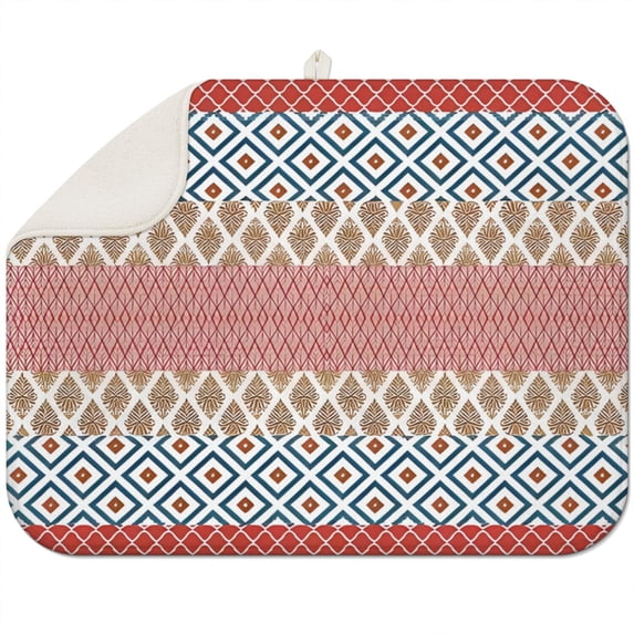 Boho style kitchen drying mat 18x24 Inch featuring floral prints, microfiber fabric, perfect for drying glassware and cookware