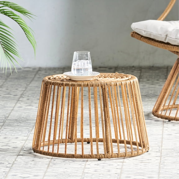 Boho - style wicker table / Outdoor afternoon relaxation / No assembly needed