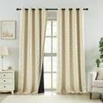 thumbnail image 1 of Bohogeo 95 Inches Long Full Blackout Window Curtain Panels,Gold Geo Metallic Moroccan Printed Pattern on Beige Drepes,Modern Room Darkening Grommet Window Treatment for Bedroom,52" Wx95 L(Pack of 2), 1 of 6
