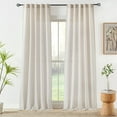 thumbnail image 1 of Bohogeo Natural Linen Long Back Tab Semi Sheer Curtain Drapes Curtains, Beige, 2 panel, 108 inc, 1 of 6