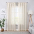 thumbnail image 1 of Bohogeo White Linen Textured Tassel Sheer Lace Curtain Panels, Chic Crochet Geometry Knitting Rod Pocket Farmhouse Window Curtain Drapes for Living Room/Bedroom, 2 Panels, 84" L x 40" W, 1 of 6
