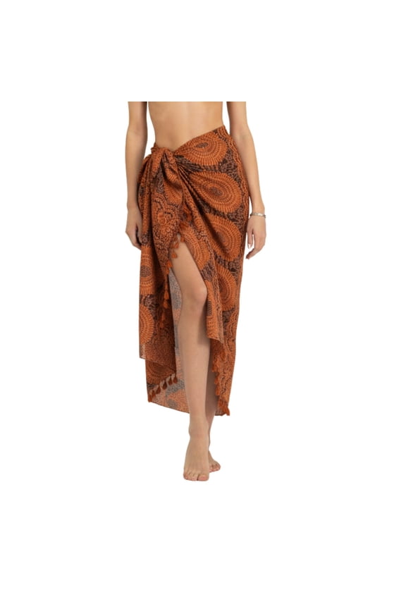 Boho Paisley Sarong Bathing Suit Cover Up for Women - 100% Rayon Beach Wrap Pareo, Bikini Coverup Skirt, Tied Tassel Edges, Lightweight, Handmade in Thailand
