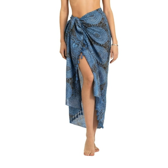Bohohavn Boho Paisley Sarong Bathing Suit Cover Up for Women - 100% Rayon Beach Wrap Pareo, Bikini Coverup Skirt, Tied Tassel Edges, Lightweight, Handmade in Thailand