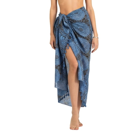Bohohavn Boho Paisley Sarong Bathing Suit Cover Up for Women - 100% Rayon Beach Wrap Pareo, Bikini Coverup Skirt, Tied Tassel Edges, Lightweight, Handmade in Thailand