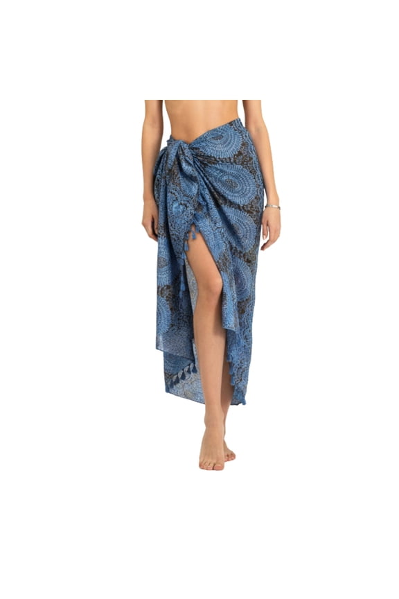 Boho Paisley Sarong Bathing Suit Cover Up for Women - 100% Rayon Beach Wrap Pareo, Bikini Coverup Skirt, Tied Tassel Edges, Lightweight, Handmade in Thailand