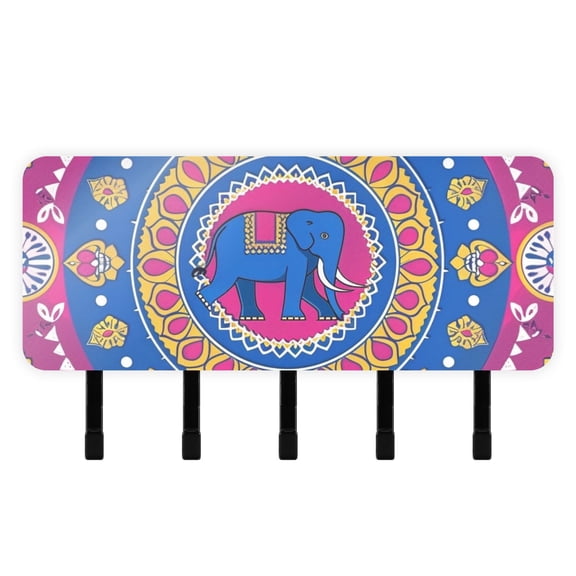 Bohomia Elephant Mail Holder Organizer Wall Mount with Shelf Key Holder Key Rack with 5 Key Hooks for Wall Decorative