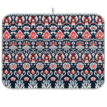 Bohomia Flowers Dish Drying Mat Microfiber Kitchen Pad Large Counter Absorbent Dish Mats Drainer Rack 18"x24"
