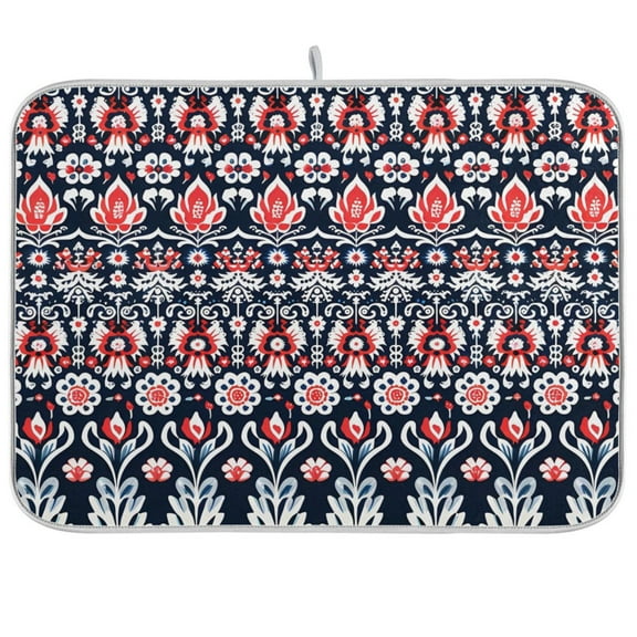 Bohomia Flowers Dish Drying Mat Microfiber Kitchen Pad Large Counter Absorbent Dish Mats Drainer Rack 18"x24"