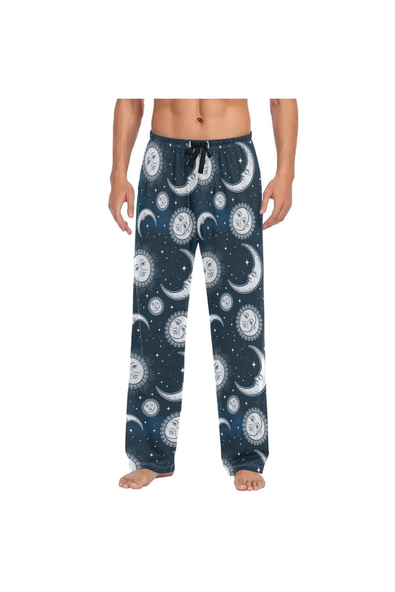 Bohomia Moon Sun and Stars joogoo Men's Pajama Pants Cotton Long Sleepwear Lounge Pants M