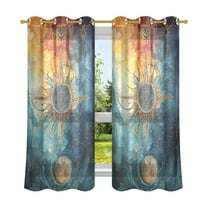 Bohomia with Marble Semi Sheer Curtains 2 Panels Faux Linen Voile Sheer Drapes for Office Living Room 63x42in