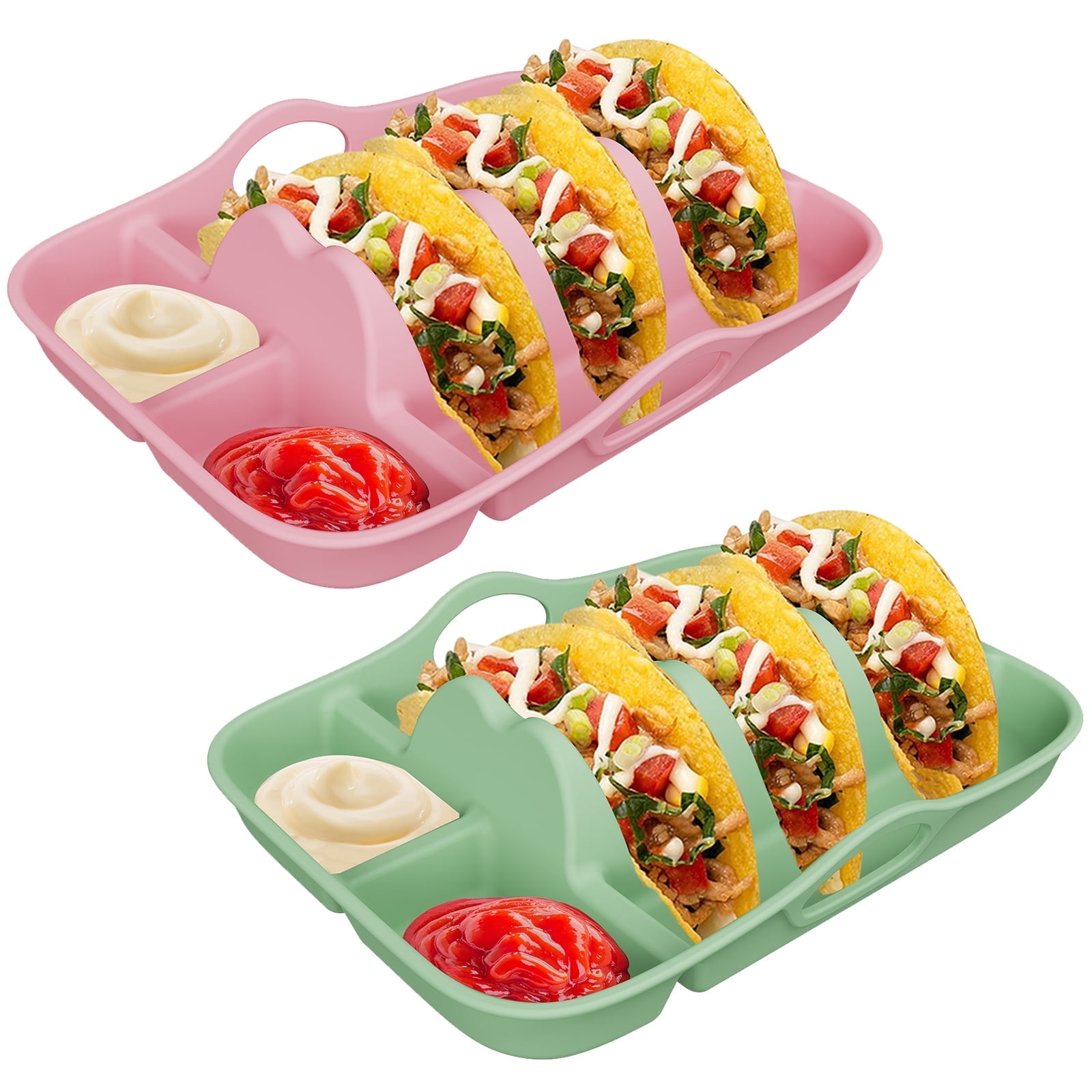 Bohorizon 2 Pack Silicone Taco Holder with Dividers, Reusable Taco ...
