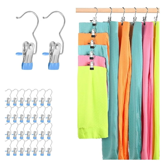 Bohorizon 30 Pack Hanger Clips, Boot Hangers for Closet, Multi Function Clip Hooks (Blue)