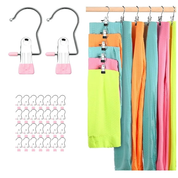 Bohorizon 30 Pack Hanger Clips, Boot Hangers for Closet, Multi Function Clip Hooks (Pink)