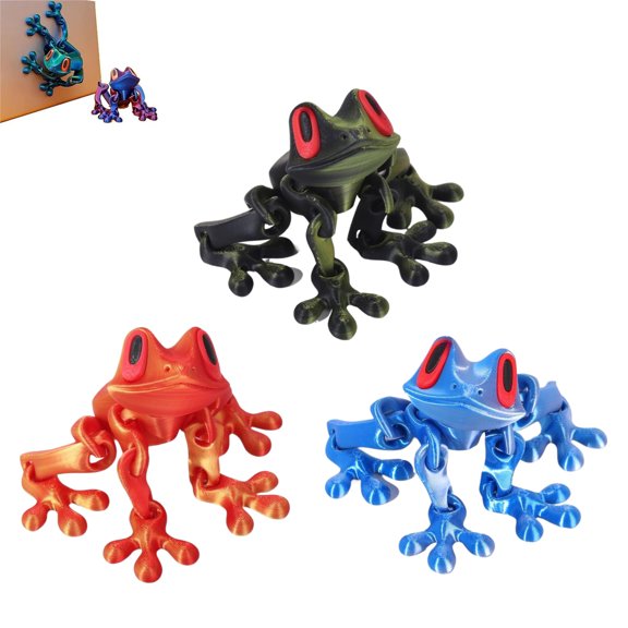 Bohorizon 3D Printed Magnetic Frog, 3 Pack Cute Fridge Magnets Decorative (Glossy)