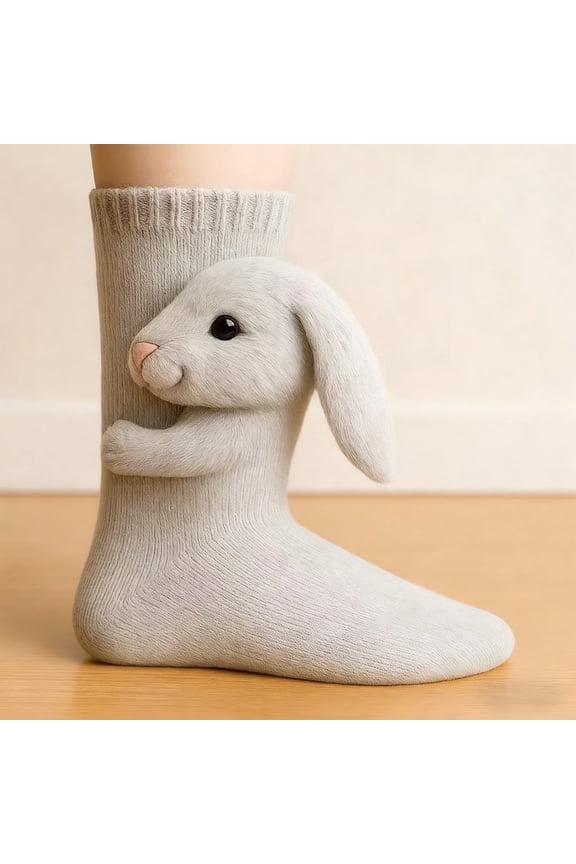 3d Knit Animal Socks for Women, Funny Cute Animal Socks, Christmas Gifts (rabbit)