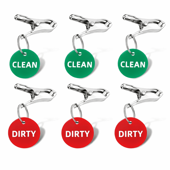 Bohorizon 6 Pack Clean & Dirty Laundry Basket Signs, Laundry Room Organization Basket Tags
