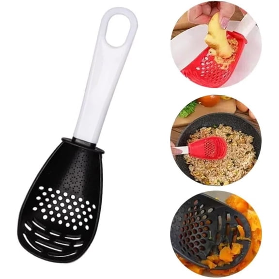 Bohorizon 6 in 1 Multifunctional Kitchen Cooking Spoon, Resistant Spatula Spoon for Cooking（Black）