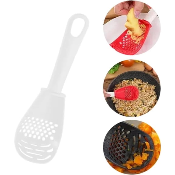Bohorizon 6 in 1 Multifunctional Kitchen Cooking Spoon, Resistant Spatula Spoon for Cooking（White）
