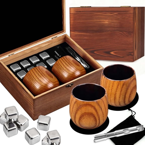 Bohorizon Charred Wooden Bourbon Drinking Glass, Bourbon Gifts for Men Set, Great Whiskey Gifts for Men