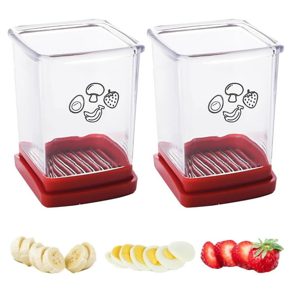 Bohorizon Fruit Slicer, Strawberry Slicer, Cup Slicers for Fruits and Vegetables,Pack of 2, Red