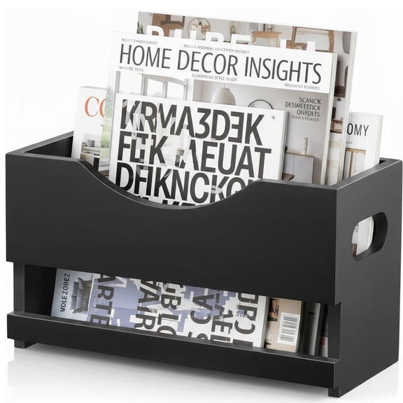 Bohorizon Magazine File Holder, Wood Magazine Rack, Magazine Storage Rack,11.5"x5"x6.5", Pack of 1, Black