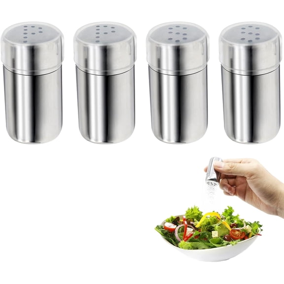 Bohorizon Mini Salt and Pepper Shakers, 4 Pack Stainless Steel Travel Size Spice Containers for Camping
