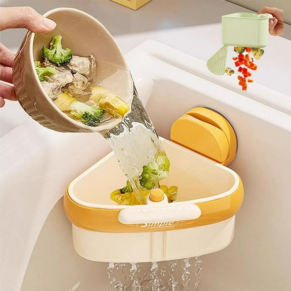 Bohorizon Suction Cup Sink Corner Rack, Corner Sink Rack, Sink Strainer Basket (Yellow)