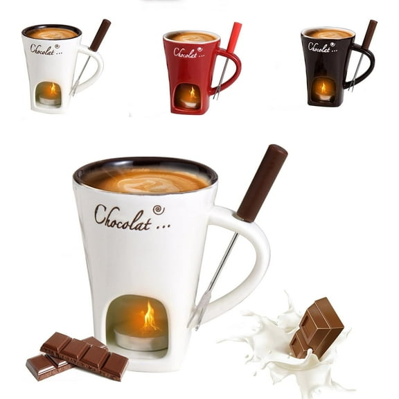 Bohorizon Sweet Fondue Cup,Chocolate Fondue Mug,Mini Individual Melting Cups for Dipping(White)