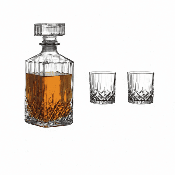 Bohorizon Whiskey Decanter Set with 2 Glasses, 25oz Liquor Decanter Gift for Men