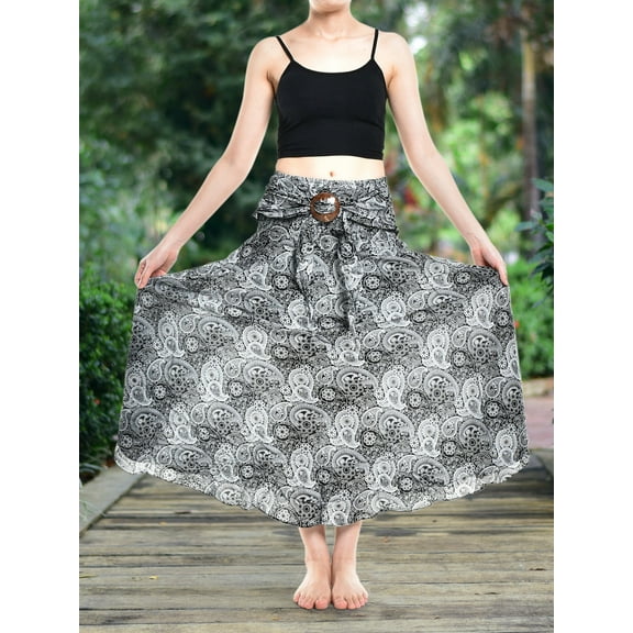 Bohotusk Black Orbit Long Skirt With Coconut Buckle (& Strapless Dress) S/M to L/XL