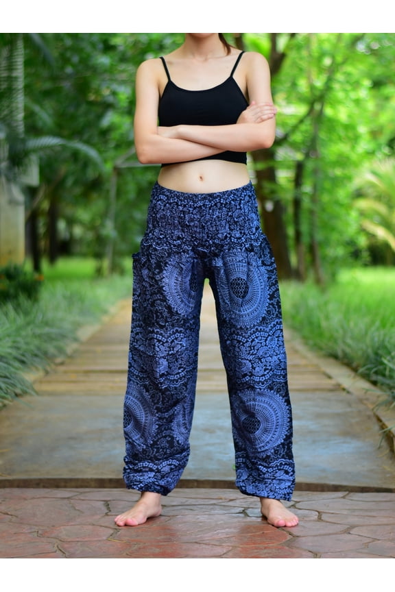 Kids Black Night Glow Elasticated Smocked Waist Harem Pants (13 - 15 Years)