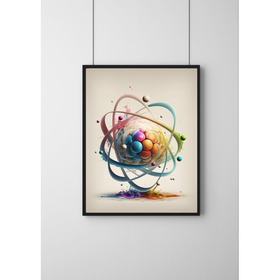 Bohr's Atomic Model Painting - Quantum Physics Scientific Art Poster 16x24 UNFRAMDE