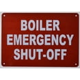 thumbnail image 1 of Boiler Emergency Shut Off Sign (Reflective,Aluminium, RED Background, 7X10 inch)(ref-2022-4), 1 of 3