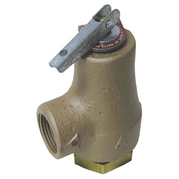 Boiler Relief Valve 3/4" Brass & Tubular 374A - High Capacity Boiler Protection - 30 lb, 1000 Btu/hr - Hot Water Space Heating Systems