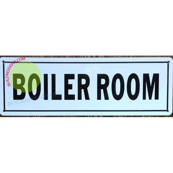 Boiler Room Sign -(White Background,Size 4X12, Aluminium) (ref-2201)