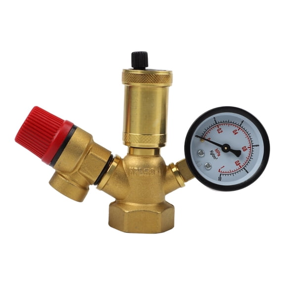 Boiler Safety Group Valve 1 Inch 3 Bar to 50kW with Relief Valve for Safe Fluid Delivery and Integrated Quick Vent 3/8'' Mounting Valve with Manometer 0 10 Bar Range