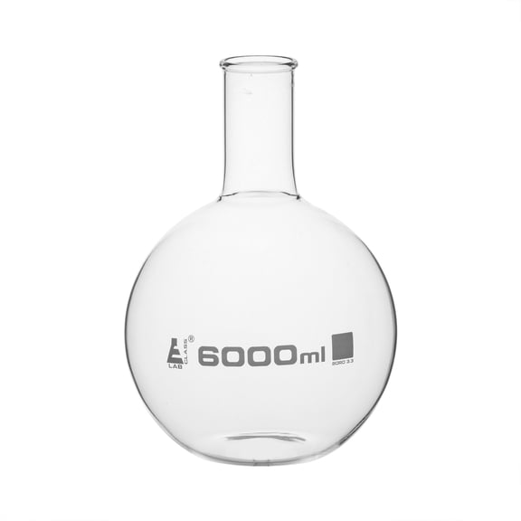 Boiling Flask, 6000ml - Borosilicate Glass - Flat Bottom, Narrow Neck - Eisco Labs