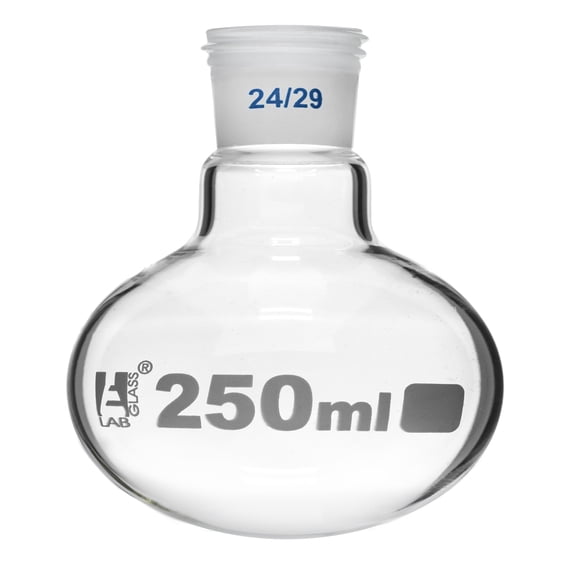 Boiling Flask with 24/29 Joint, 250ml - Round Bottom, Interchangeable Screw Thread Joint - Borosilicate Glass - Eisco Labs