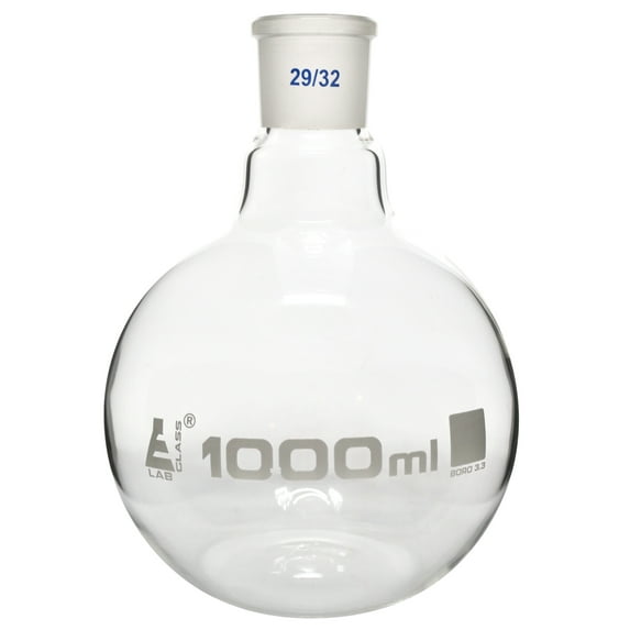 Boiling Flask with 29/32 Joint, 1000ml Capacity, Flat Bottom, Interchangeable Screw Thread Joint, Borosilicate Glass - Eisco Labs